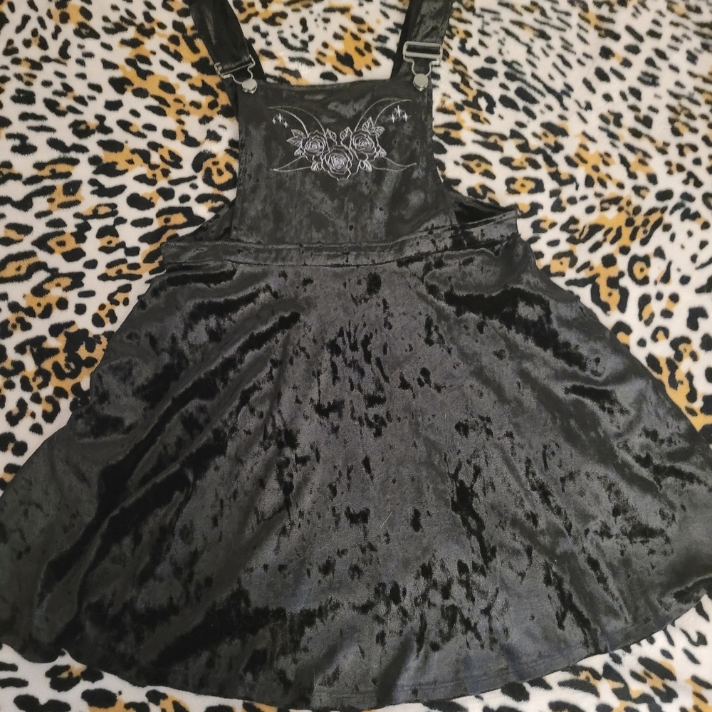 Black velvet overall skirt